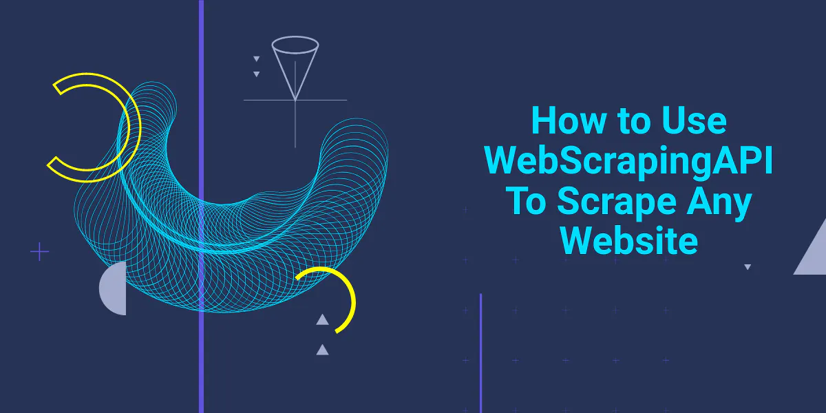 Abstract dark cover graphic with a wireframe shape, used for a guide on scraping a website with WebScrapingAPI