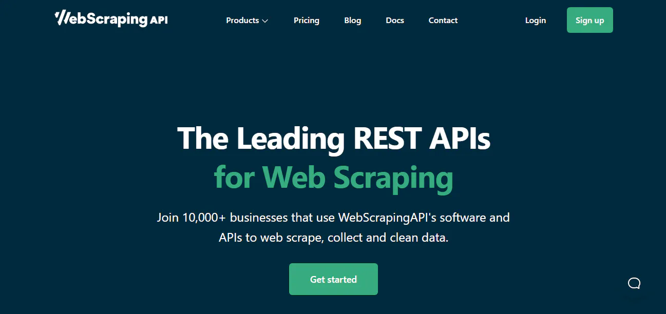 WebScrapingAPI homepage banner promoting REST APIs for web scraping