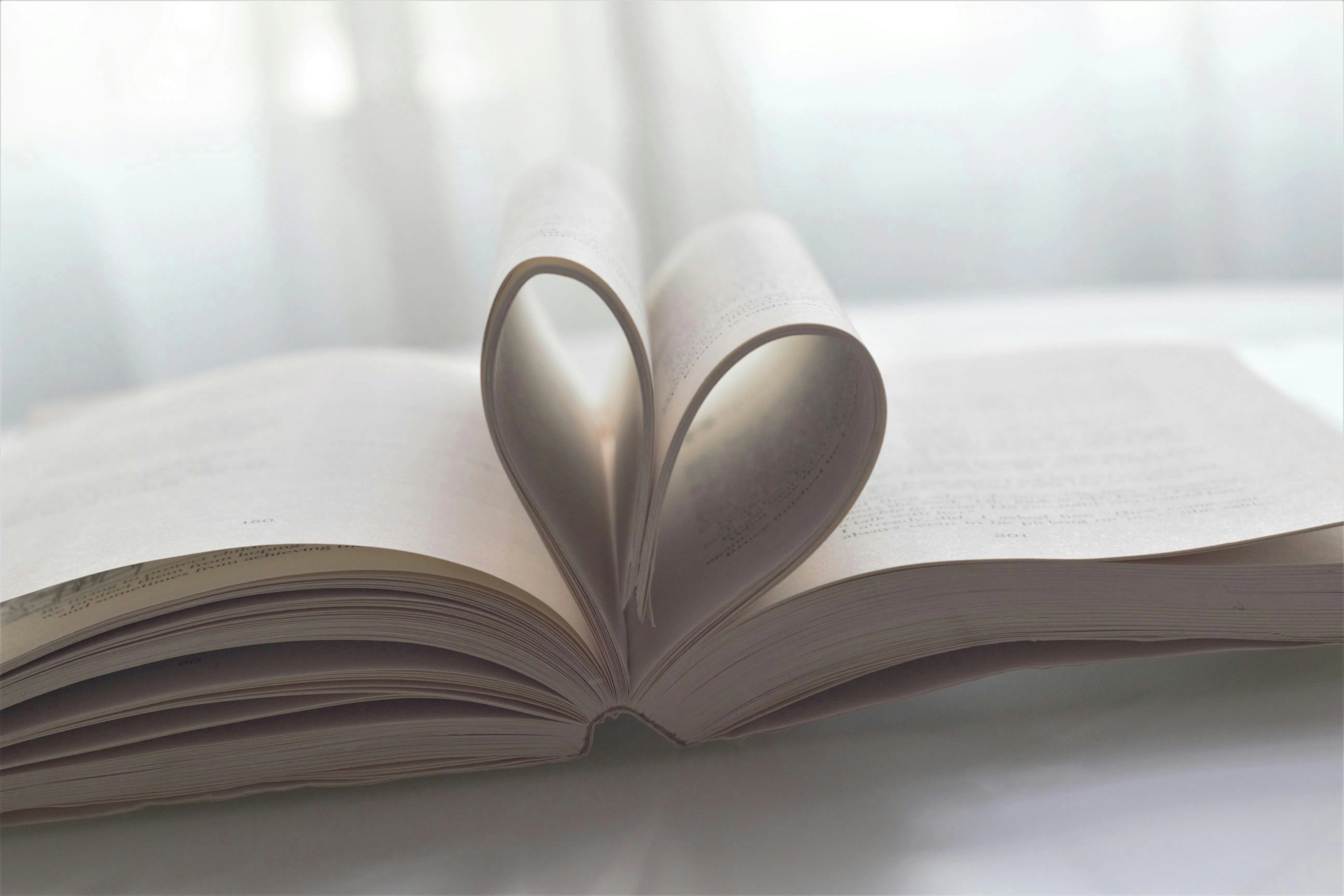 pagina di libro a forma di cuore