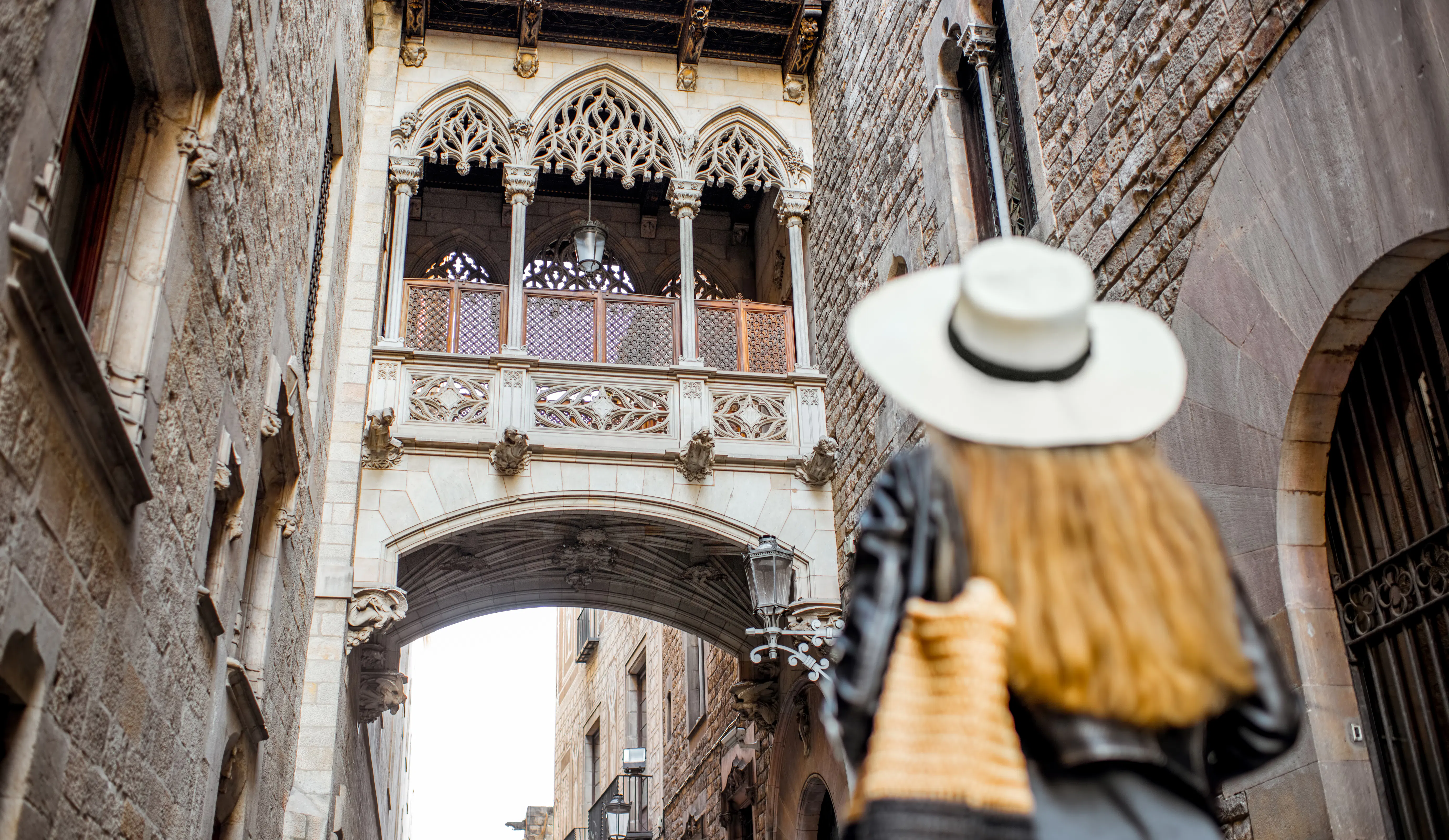 Historic streets and medieval architecture in Barcelona’s Gothic Quarter, one of the city’s most iconic neighborhoods