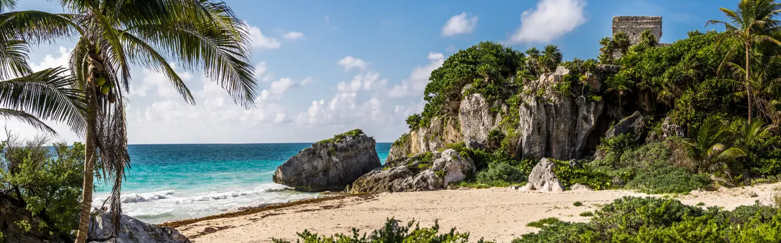 the beach in the town of Tulum