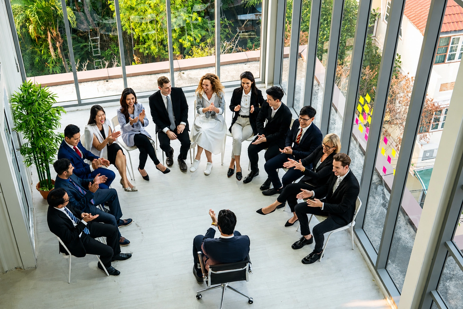 students in suits on the business course