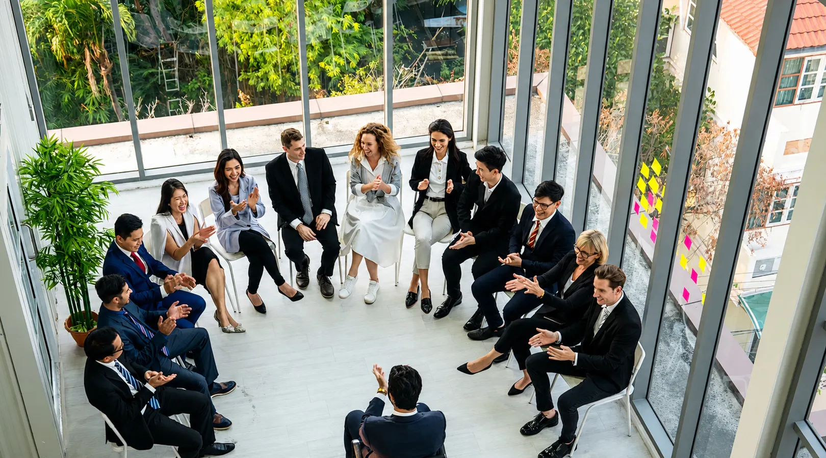 students in suits on the business course