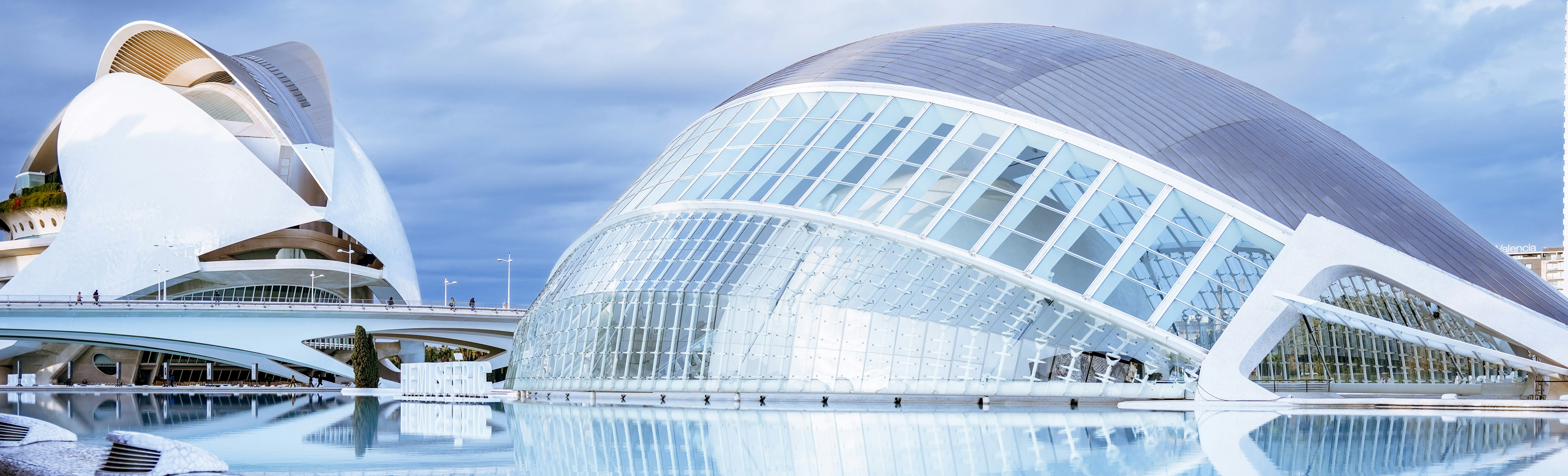 Modern architectural buildings reflected in water