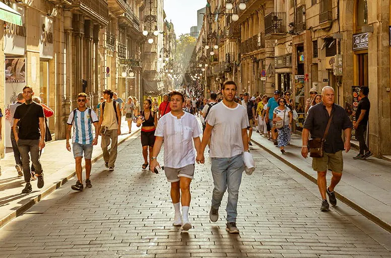 La famosa passeggiata delle Las Ramblas a Barcelona con le sue vie animate