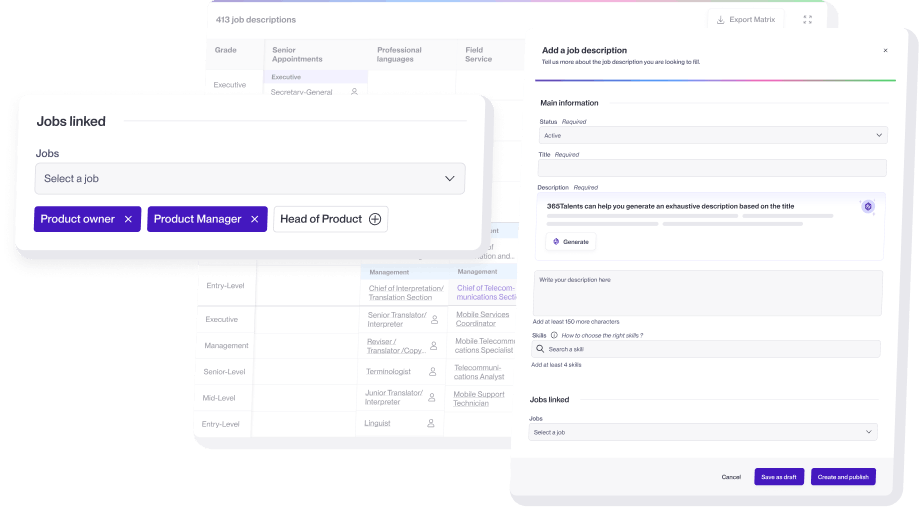 Job description generator Job titles to job description connection Skills mapping to job descriptions