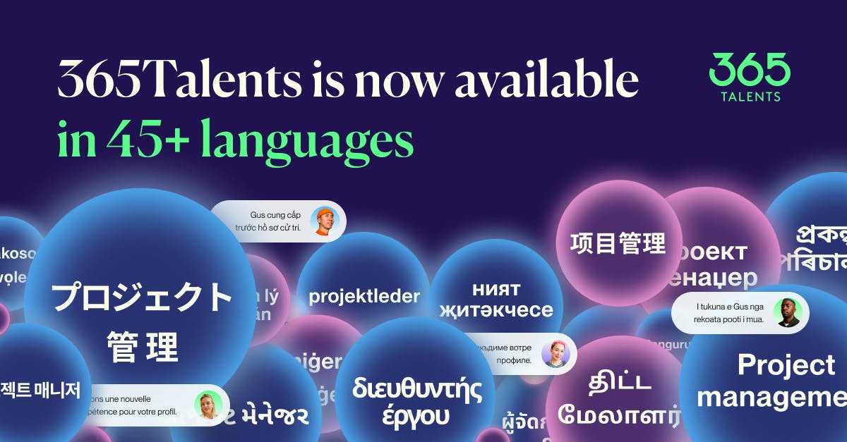 365Talents is available in 45+ languages