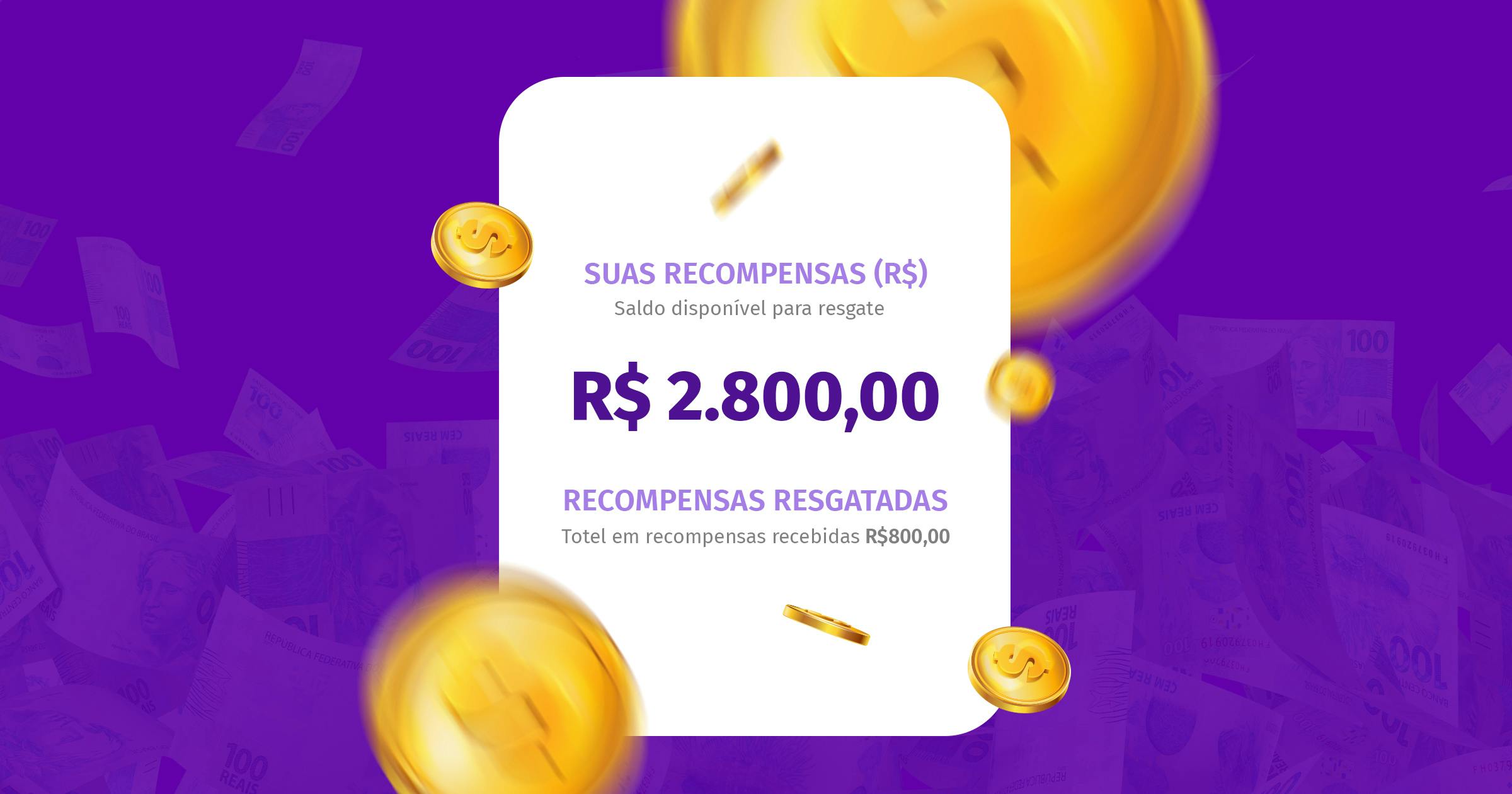 Imagem vetorial mostrando um saldo disponível para saque no valor de 2.800 reais