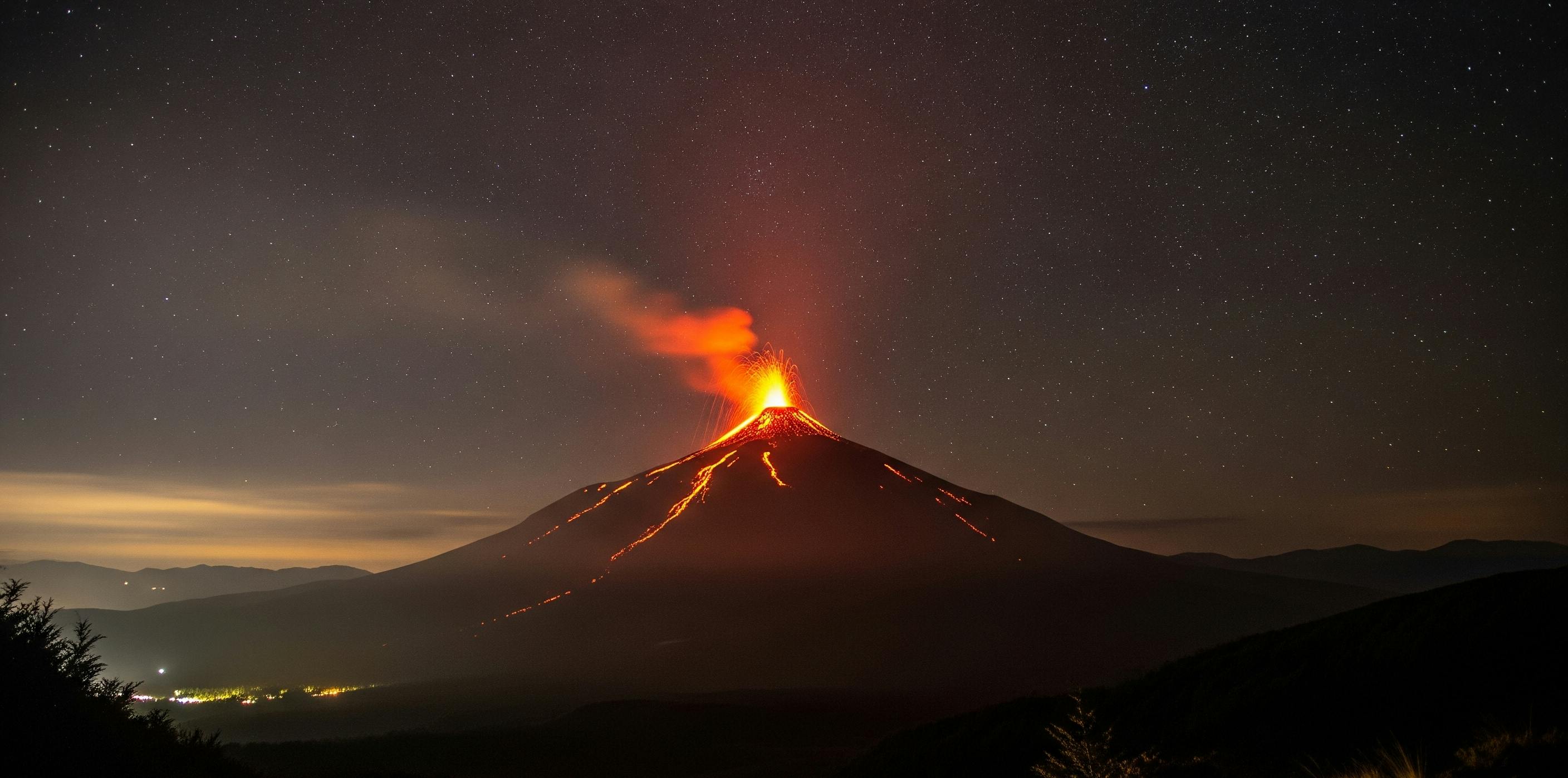Foto do Vulcão Villarrica, localizado na região da Araucania, no Chile.