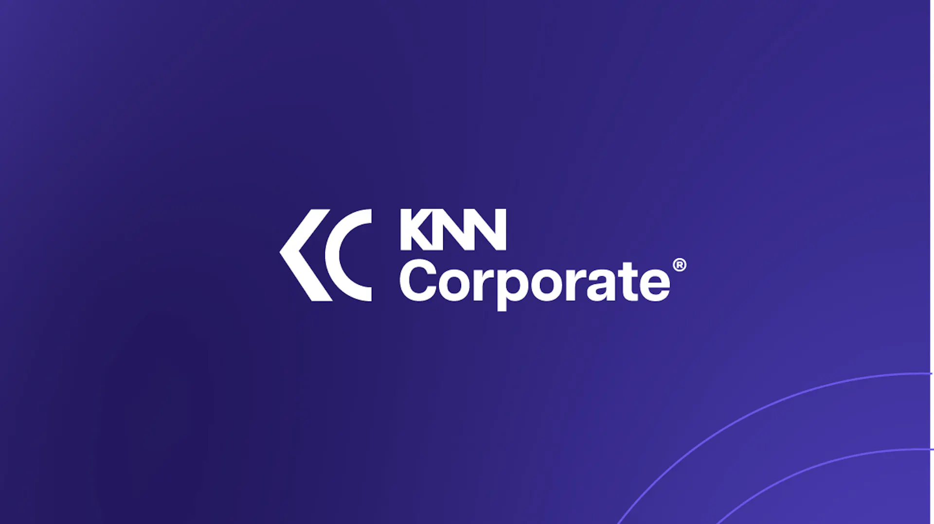 Logo do KNN Corporate em um fundo azul.