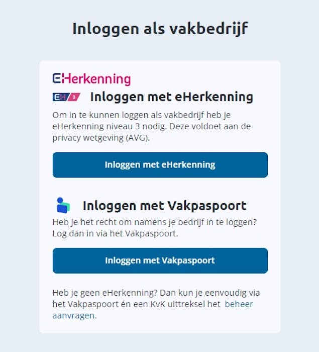 Vakbedrijven kunnen nu ook met het Vakpaspoort inloggen in het Centraal Register Techniek.
