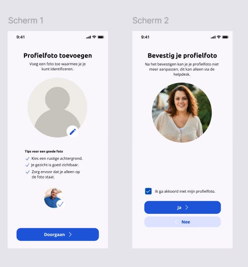 Profielfoto uploaden in Vakpaspoort app
