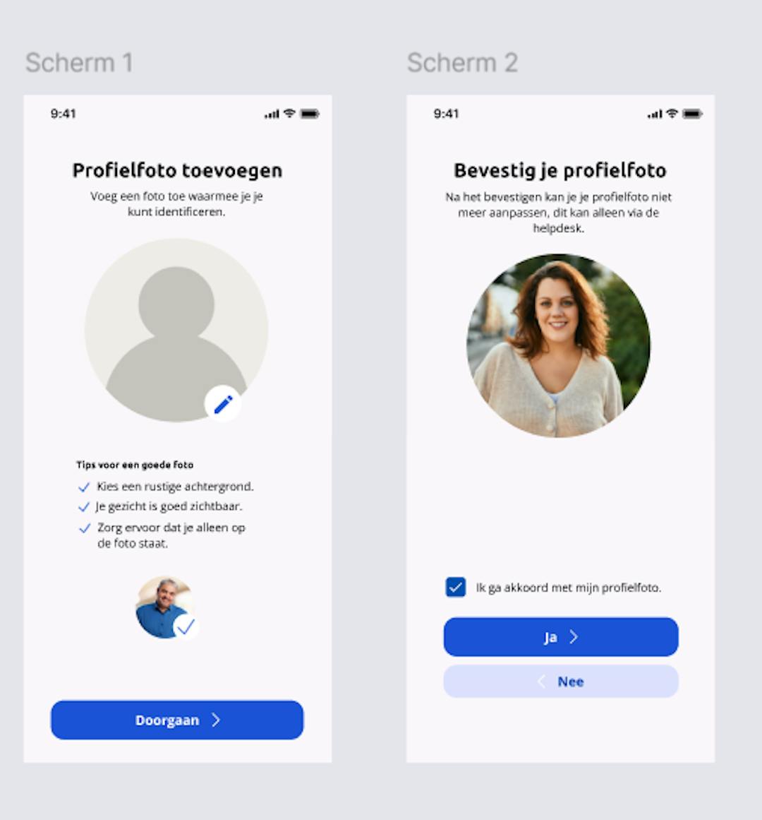 Profielfoto uploaden in Vakpaspoort app