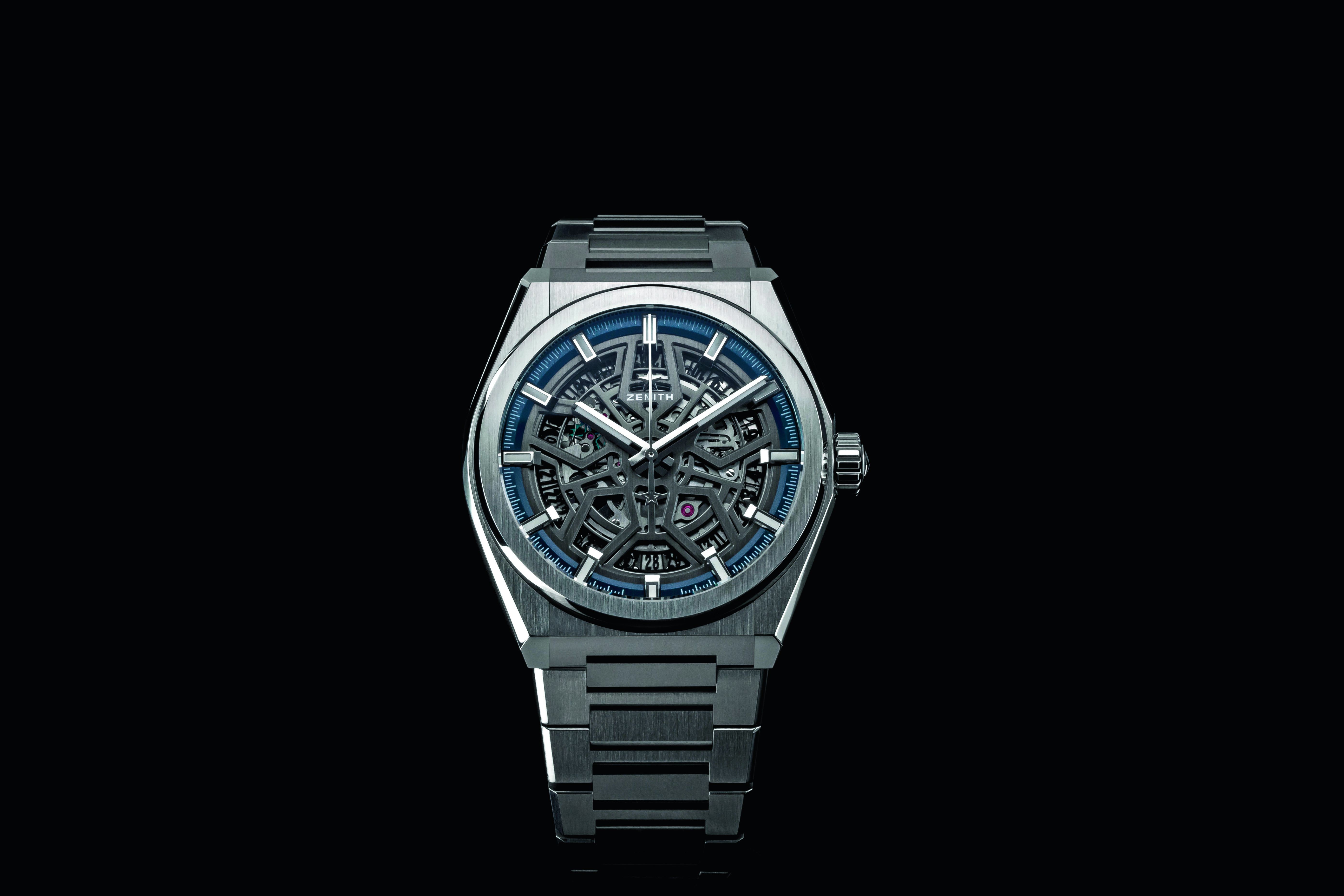 DEFY Classic Titanium case and bracelet with skeleton dial