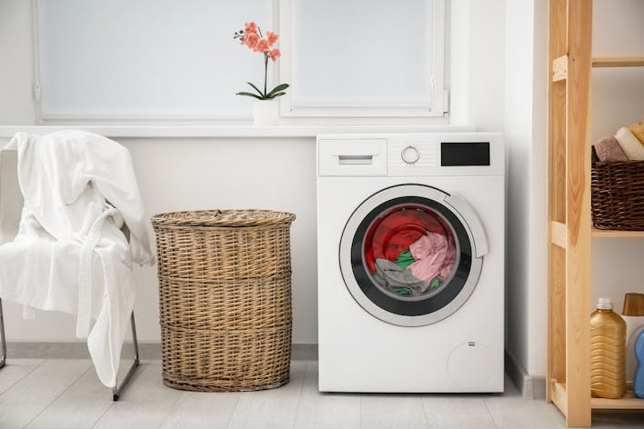 Washing machine in laundry room