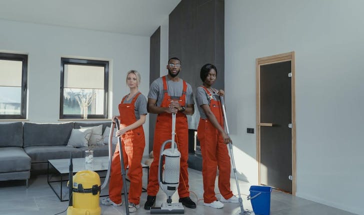 group of emergency cleaners