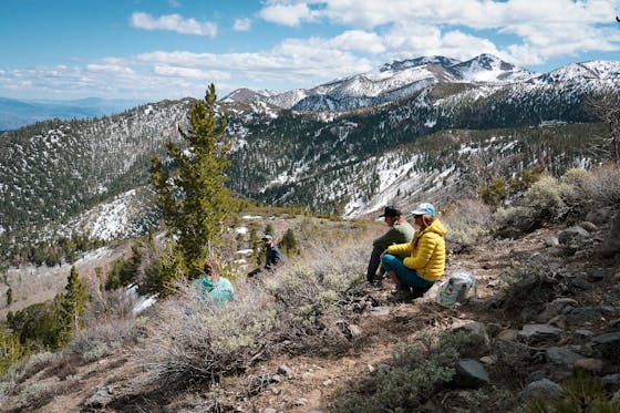 Friends hiking Reno's Thomas Creek Trail in Galena Regional Park