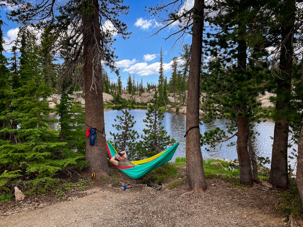 hammock at Chewing Gum Lake Emigrant Wilderness