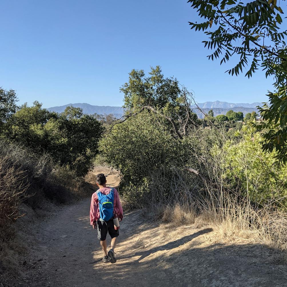 Hiker walking The Antonovich Trail in San Dimas