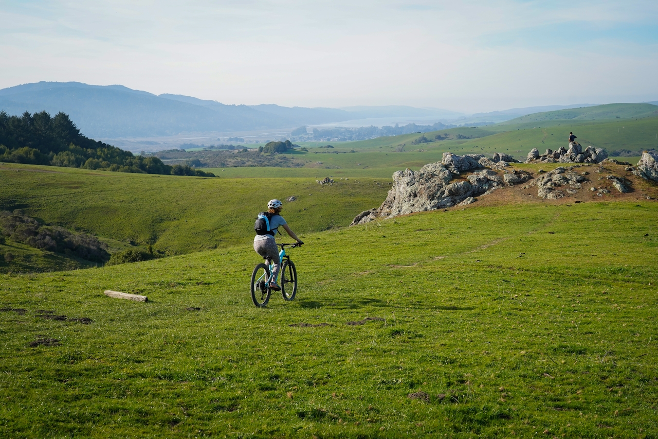 woman mountain bike bolinas ridge trail point reyes