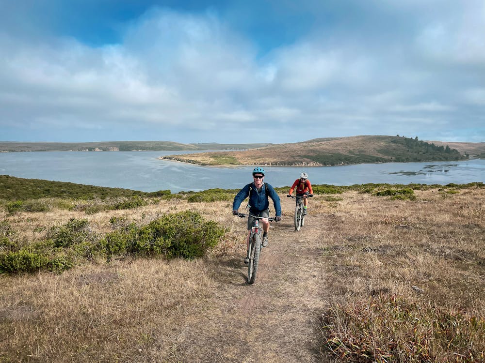 Mountain bikers on Drakes Head Trail Point Reyes