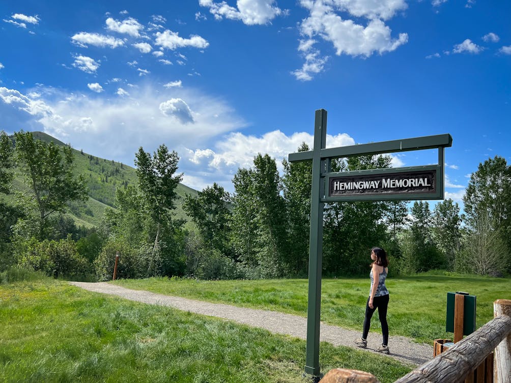 Hemingway Memorial sign in Sun Valley Idaho 