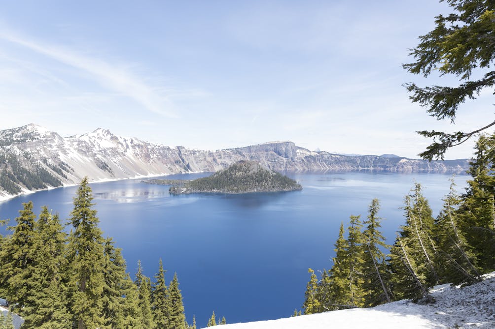 Crater Lake national park in winter