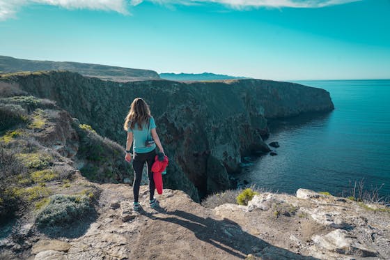 woman hiking Channel Islands