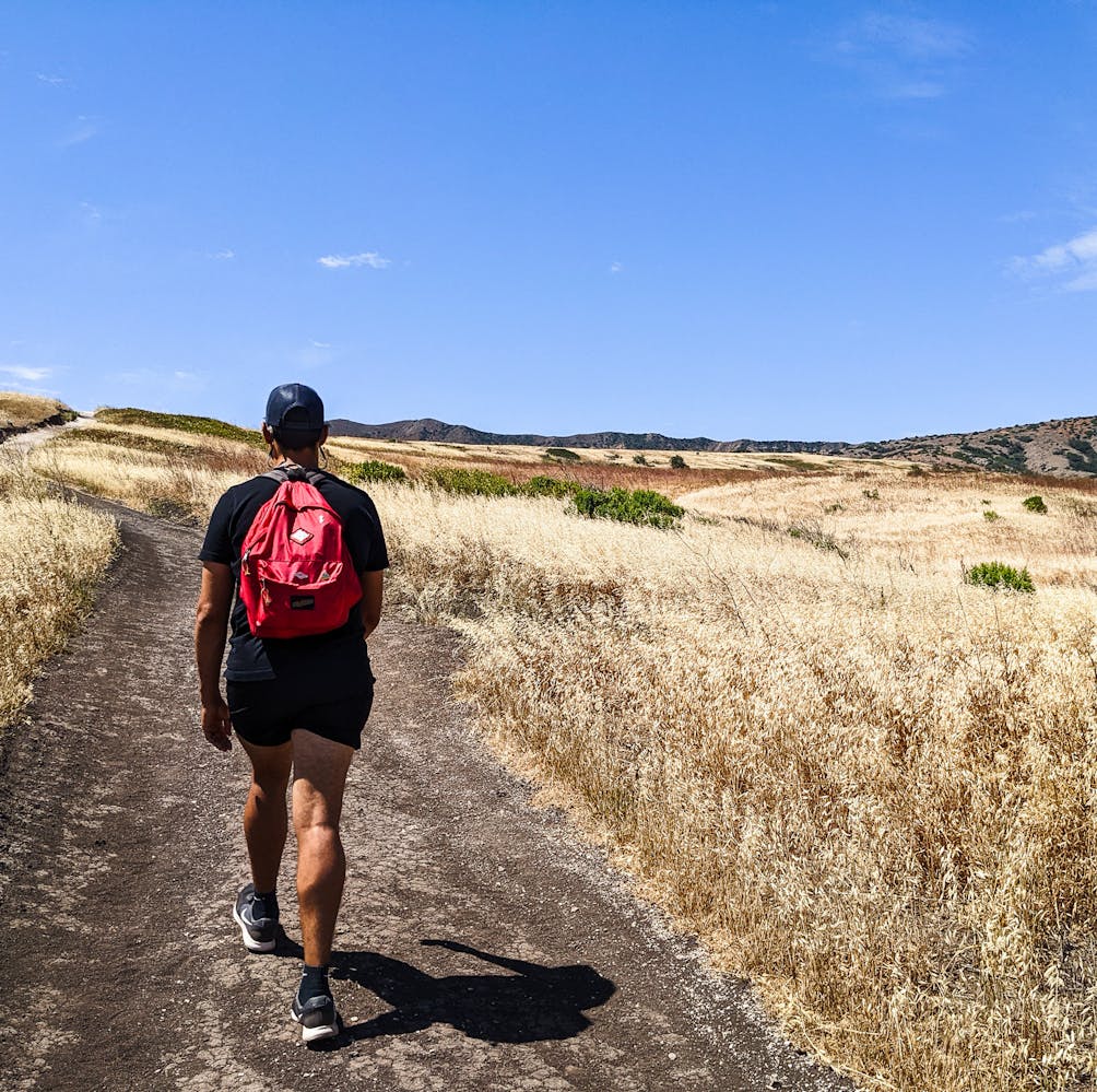 Person hiking the trail at Santa Cruz Island Channel Islands National Park 