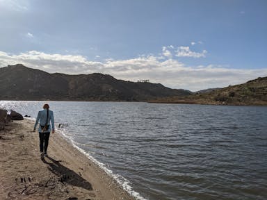 Hiker at Lake Hodges in San Diego County 