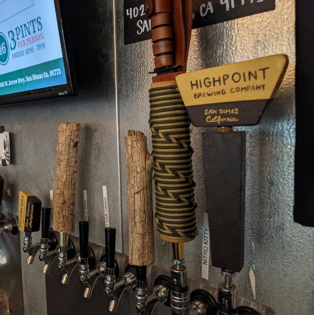 Tap handles at Highpoint Brewing in San Dimas 