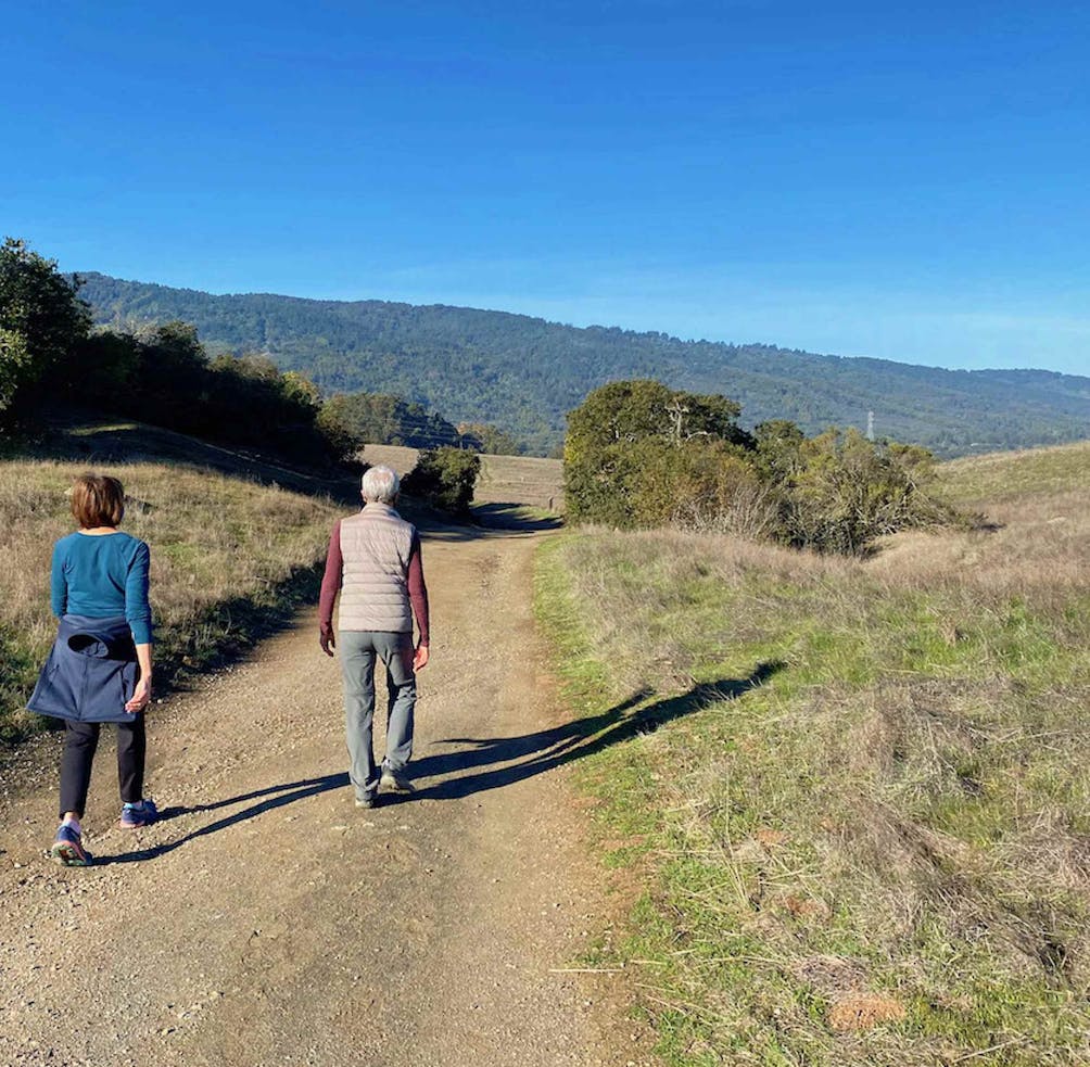 Hikers on the trail at Edgewood Park and Natural Preserve in Woodside 