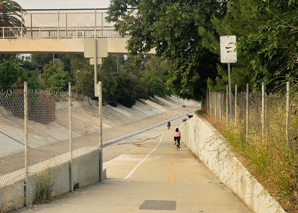 Bikers on the Arroyo Seco Bike Path in Los Angeles