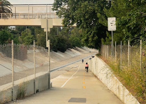 Bikers on the Arroyo Seco Bike Path in Los Angeles
