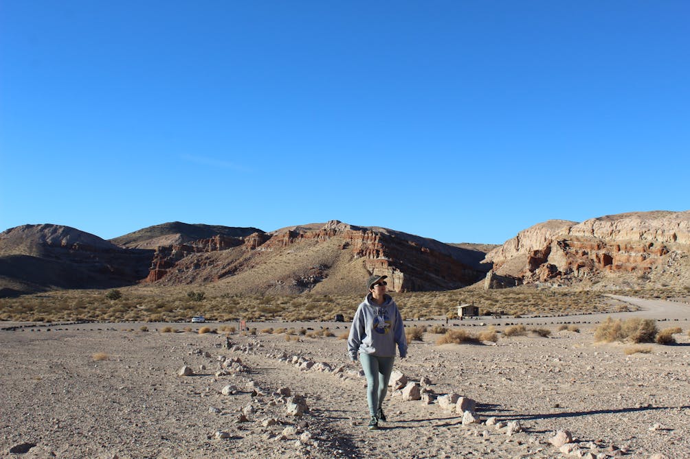 Hiker at Red Rock Canyon State Park in California 