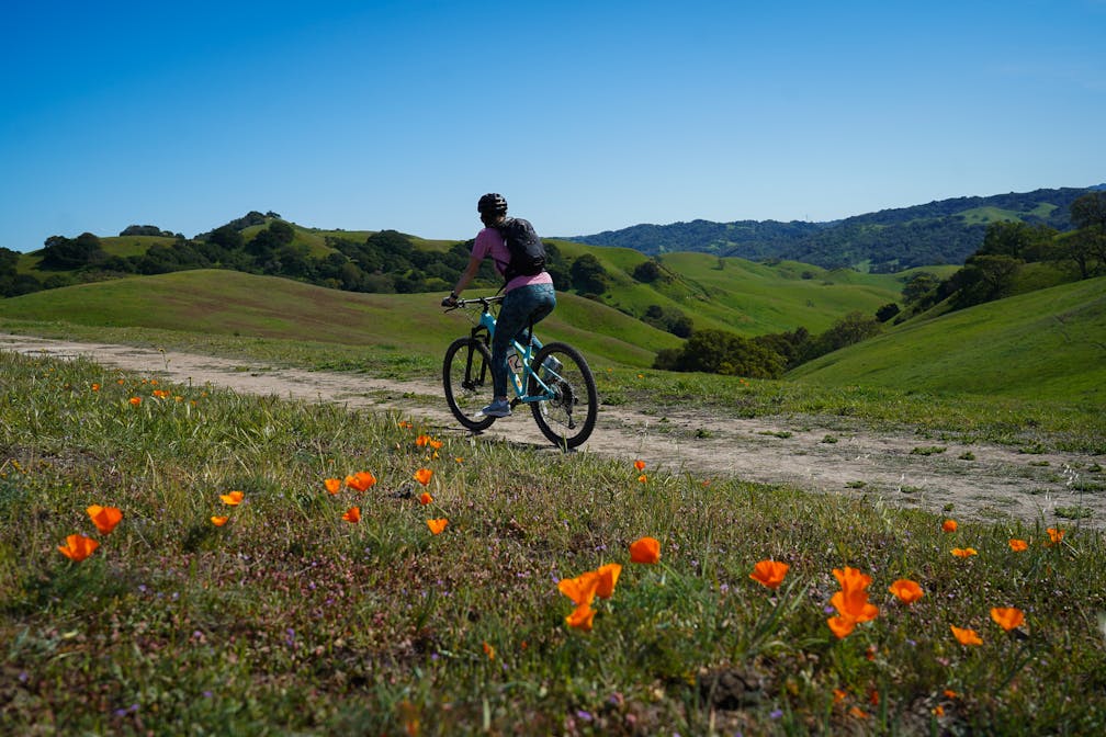 Biker on a trail at Fernandez Ranch in Martinez East Bay