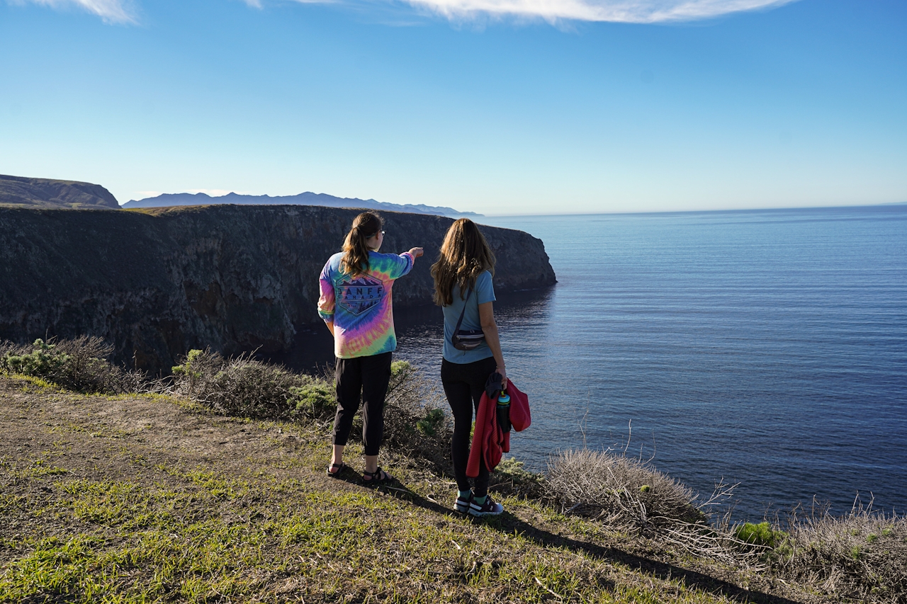 women hiking on Channel Islands