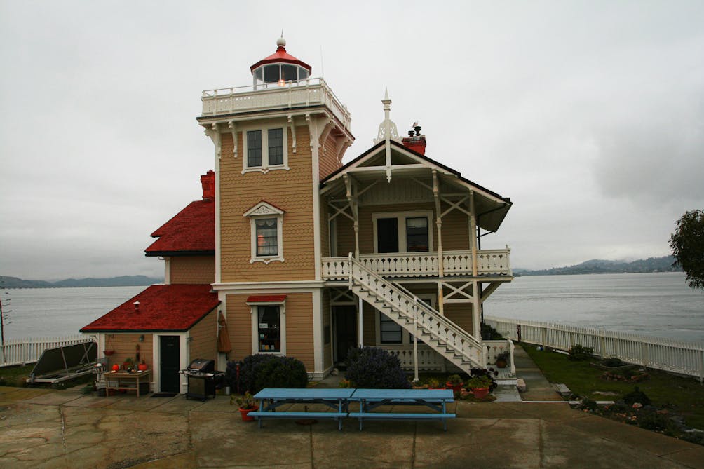 Close up photo of East Brother Light Station in the San Francisco Bay Area 