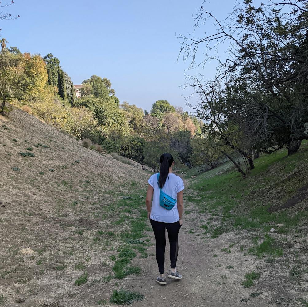 Woman walking in Moon Canyon in Los Angeles