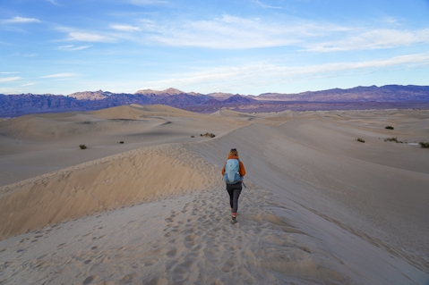 Woman on Mesquite Flat Sand Dunes at Death Valley National Park