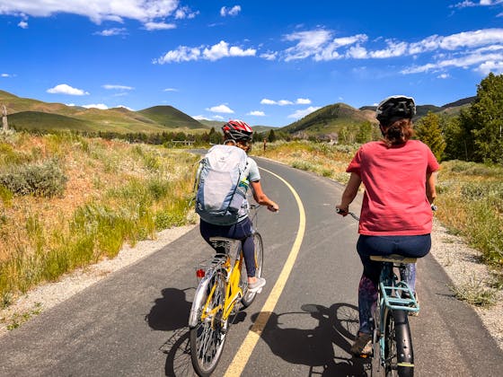 Two bikers on the Wood River Trail in Sun Valley Idaho 