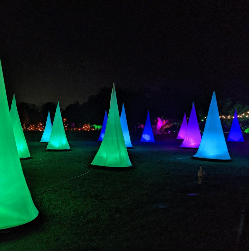 Holiday light display at Los Angeles Arboretum in Los Angeles County 