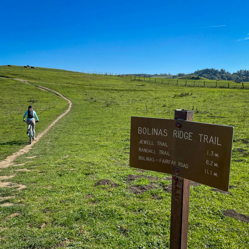 woman biking bolinas ridge trail point reyes