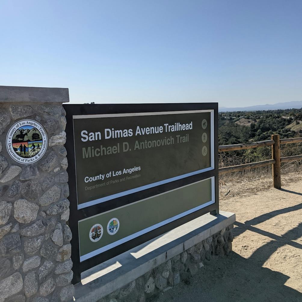 Sign for the San Dimas Antonovich Trail 