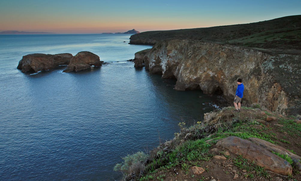 man overlooking cliff Channel Islands National Park