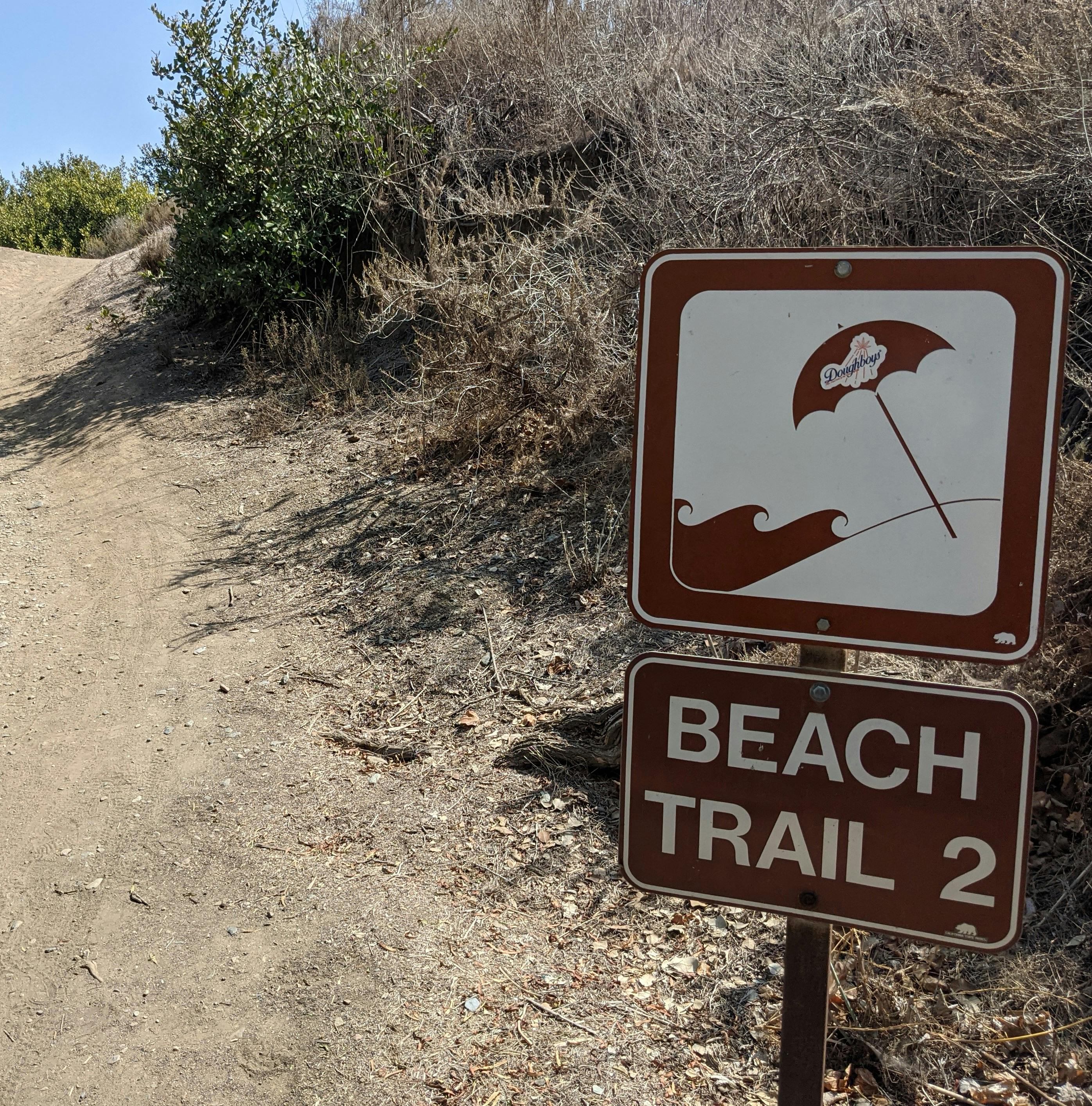 Sign to Beach Trail 2 at San Onofre State Park in San Diego County 