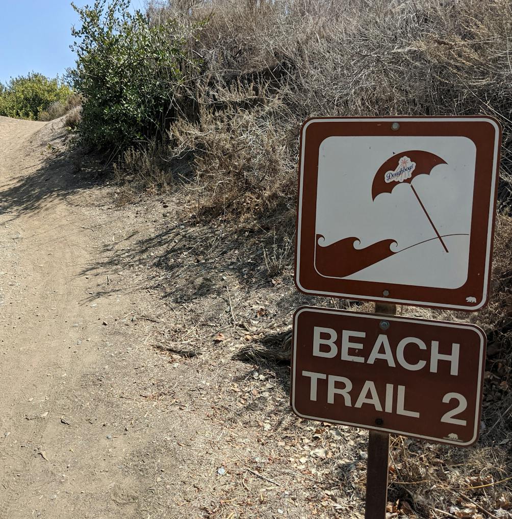 Sign to Beach Trail 2 at San Onofre State Park in San Diego County 