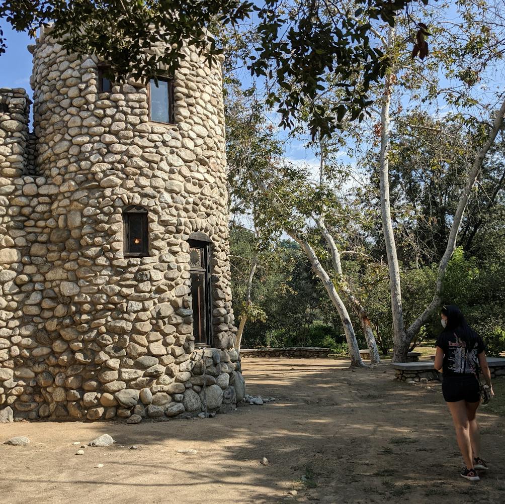 The stone exterior of Lummis Home in Los Angeles 