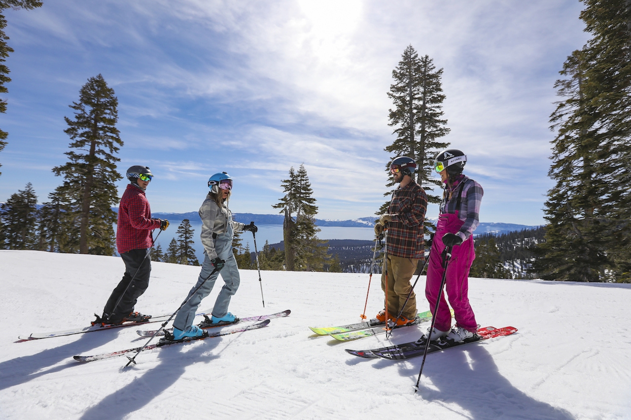 skiers in north lake tahoe