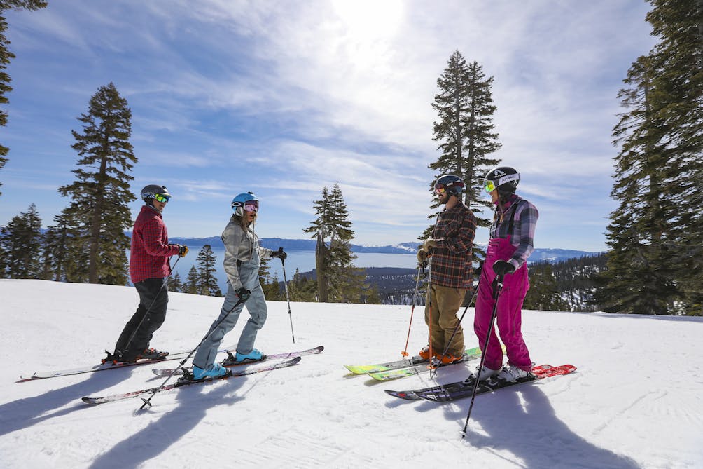 skiers in north lake tahoe